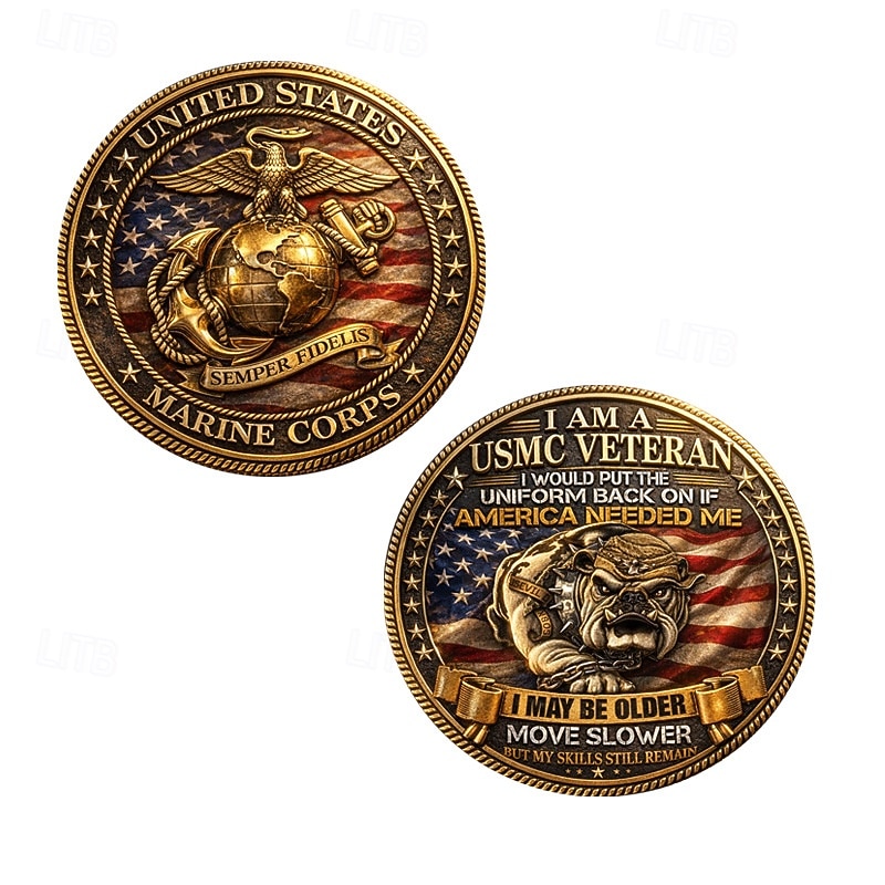 Moneda conmemorativa del Cuerpo de Marines de EE. UU., moneda coleccionable patriótica para veteranos del USMC con águila y globo terráqueo. &Ancla, diseño de bandera estadounidense, recuerdo de metal 2026 - $19.99 –P1