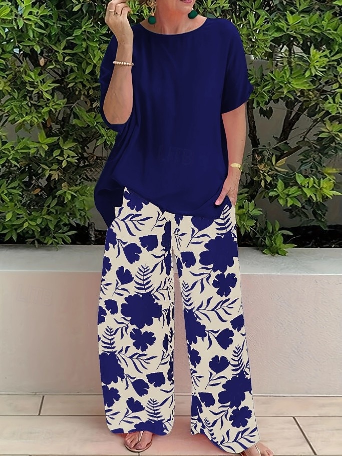 Per donna Camicia Manica Corta Girocollo Floreale Grafico Elegante Vacanza Casuale Quotidiano Nero Blu Arancione Estate Vestibilità comoda del 2026 a $41.99 –P3