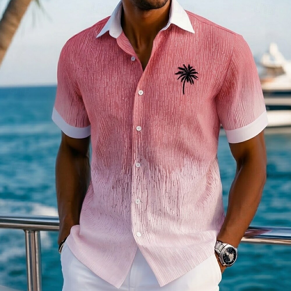 Homme Cocotier Dégradé de Couleur Plantes Tropicales Chemise hawaïenne Chemises tropicales Chemise Aloha Manche Courte Hawaïen Vacances à la Plage Été Printemps Col Rabattu Impression 3D Chemises de 2026 ? $25.99 –P4