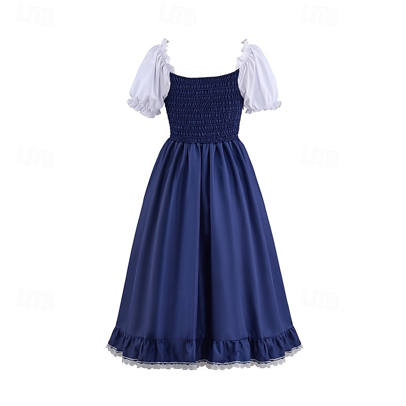Gothic Medieval Renaissance Midi Dress Short Sleeves Princess Gentlewoman Noblewoman A-Line Square Neck Fancy Dress Women's Royal Halloween Carnival Party Renaissance Fair LARP Adults Dress Spring 2026 - $63.99 –P4
