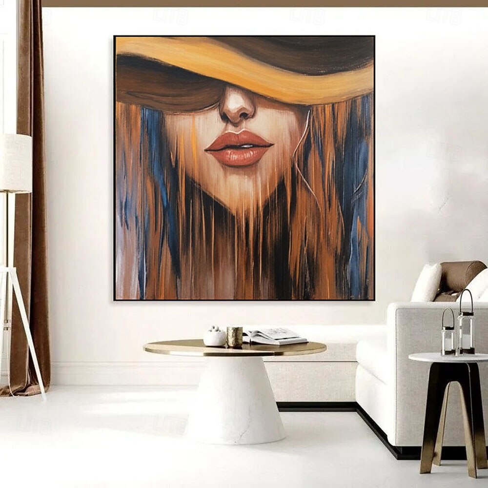 Modern City Woman Art Bold Hat Painting Contemporary Wall Decor ...