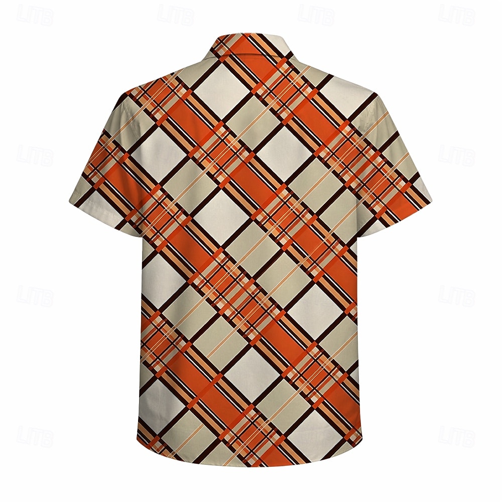 Retro Vintage Hippie 1970s Shirt Short Sleeves Hippie Geometric Retro Fancy Dress Men's Music Festival Party Daily Wear Adults' Shirt Spring & Summer 2026 - $23.99 –P3
