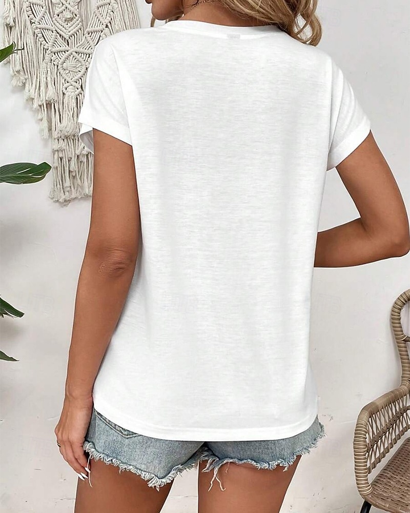 Women's Eyelet Top Pointelle Tee Lace T-shirt Graphic Plain Vintage Stylish Short Sleeve Crew Neck Regular Tops Casual Daily Weekend White Summer Spring 2026 - $21.99 –P2
