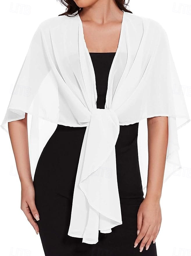 Sjalar Bolero Mammas Wraps Bridal's Wraps Bröllopsgästs wraps Elegant damer Formell Stil Ärmlös Chiffong Brudsjalar Med Ren Färg Till Dagligen Vår & sommar 2026 - $34.99 –P1