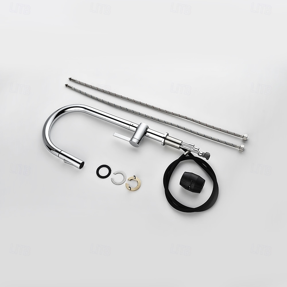 Кухонный смеситель с выдвижным распылителем, однорычажный смеситель с высоким изливом для мойки, прочная латунная конструкция, двухфункциональная распылительная головка, простая установка. 2026 - $216.99 –P3