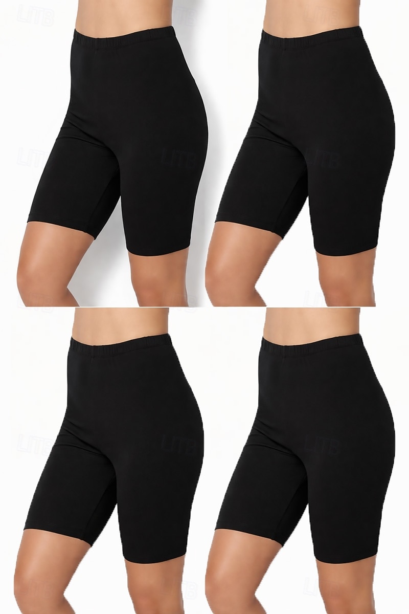 4 pezzi pantaloncini chino da donna leggings leggings comodi vacanza streetwear basic lunghezza al ginocchio vita alta tinta unita elastico in vita comfort traspirante elasticizzato vacanza street del 2026 a $32.99 –P5