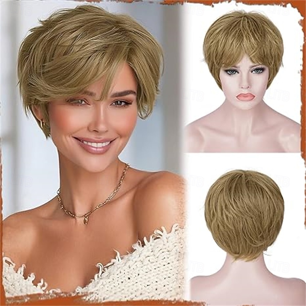 Pixie Cut Wig - Short Gray Wig with Bangs Layered Pixie Haircut Synthetic Hair Wigs for Women Soft Heat Resistant Natural Looking Grey Wigs for Daily Party Use Black Ombre Gray 2026 - $30.99 –P4