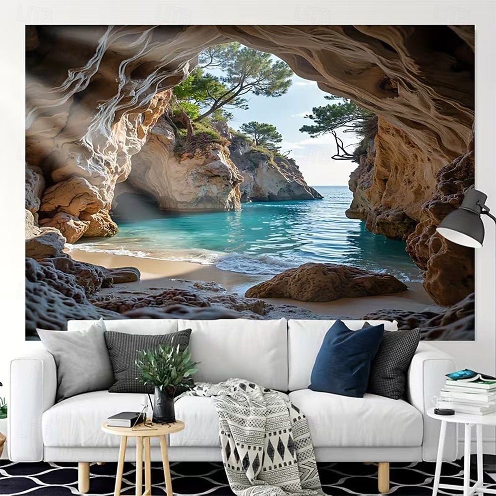 Paradis tropical, cascadă, piscină, palmieri, peisaj natural, tapiserie de perete, fundal textil mare, pentru living, dormitor, cămin, birou, decor de perete, artă murală 2026 - $20.99 –P8