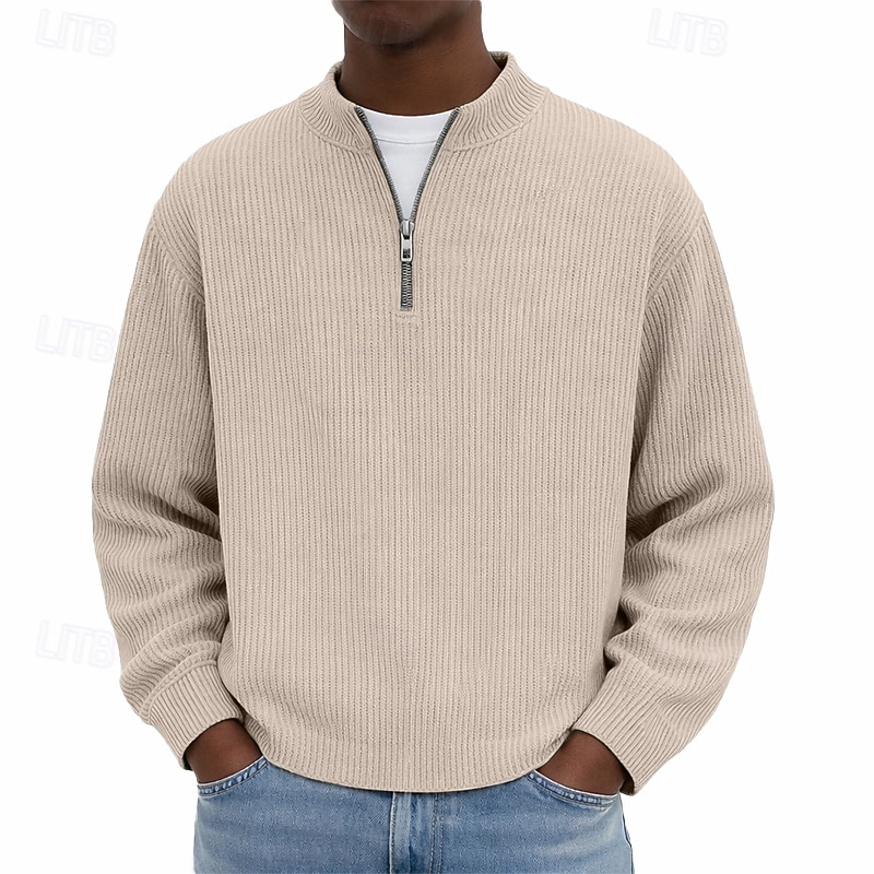 Férfi Pulóver Kordbársony Negyed cipzáras pulóver Fekete Világoszöld Burgundi vörös Sötétkék Sötétzöld Álló gallér Sima Texturált Hétköznapi Napi Sport & Szabadtéri Utcai sikk Menő Sportruházat 2026 - $24.99 –P4