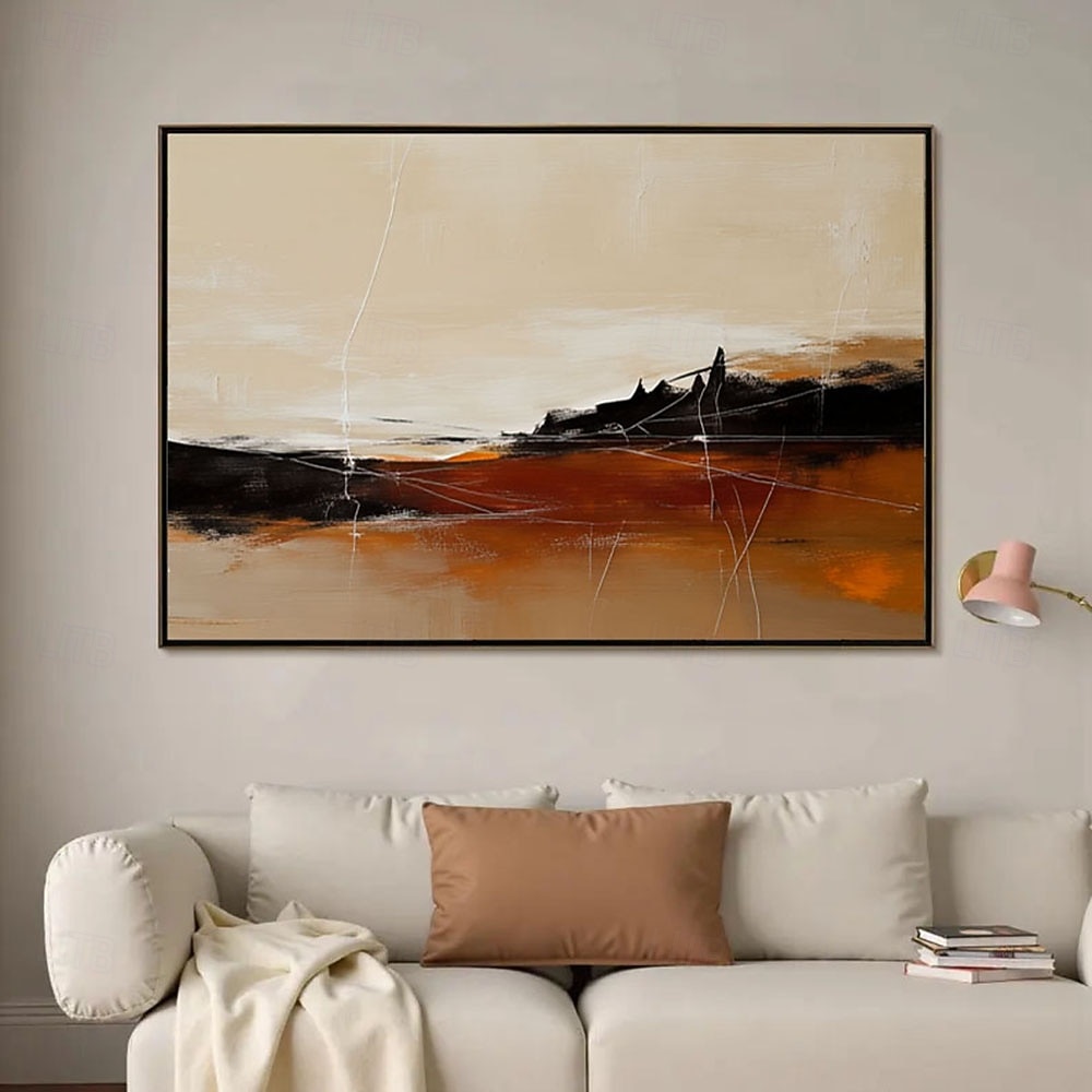 canvas wall art painting Handmade Abstract Brown Black Landscape Oil ...