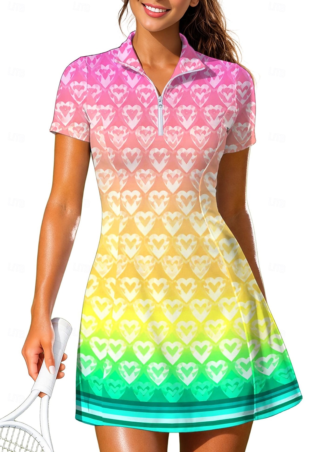 Γυναικεία Καρδιά Γεωμετρικό Βαθμίδα Καρό Φόρεμα τένις Αθλητικό φόρεμα Κοντομάνικο Στάμπα Αναπνέει Τέννις Γκολφ Μπάντμιντον Γιακάς Περιλαίμιο Polo Φορέματα Ανοικτό Κίτρινο Πράσινο Ανοικτό Κόκκινο 2026 - $27.99 –P2