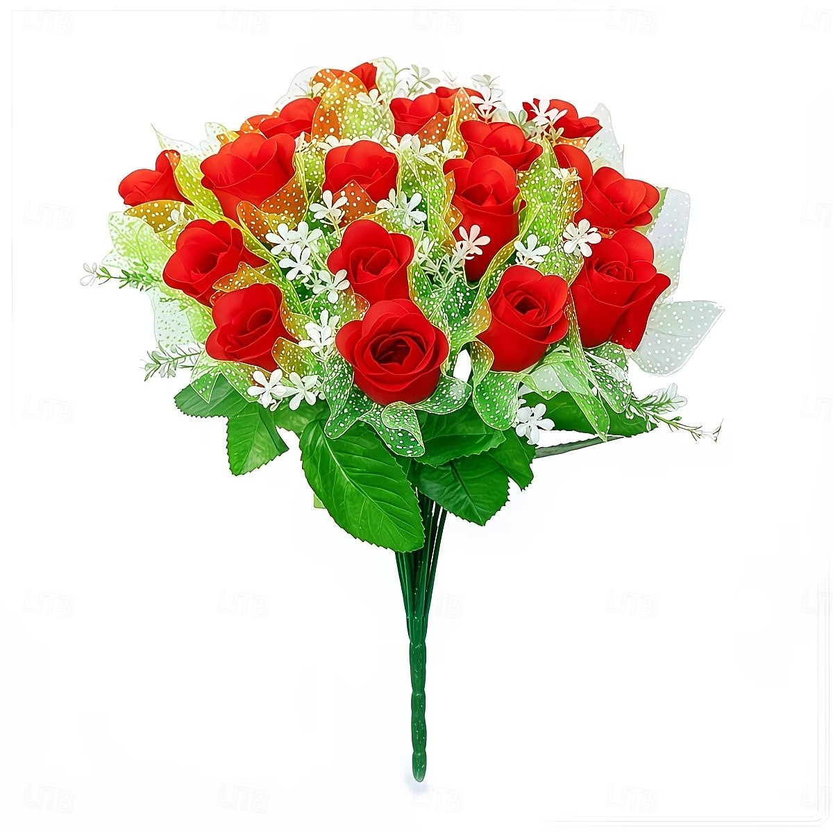 Arranjo requintado de rosas artificiais para lápides, ideal para o Dia da Memória, funerais e cemitérios, expressando condolências e despedidas a familiares e amigos. de 2026 por $14.99 –P10