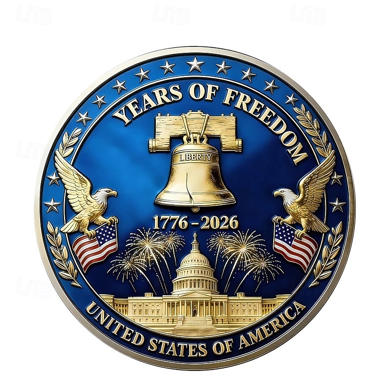 Gedenkmünze zum 250. Jahrestag der Unabhängigkeit der USA, patriotische Medaille (1776–2026) mit Weißkopfseeadler, Mount Rushmore und Freiheitsglocke &Feuerwerk, historisches Sammlerstück, Geschenk 2026 - $19.99 –P2