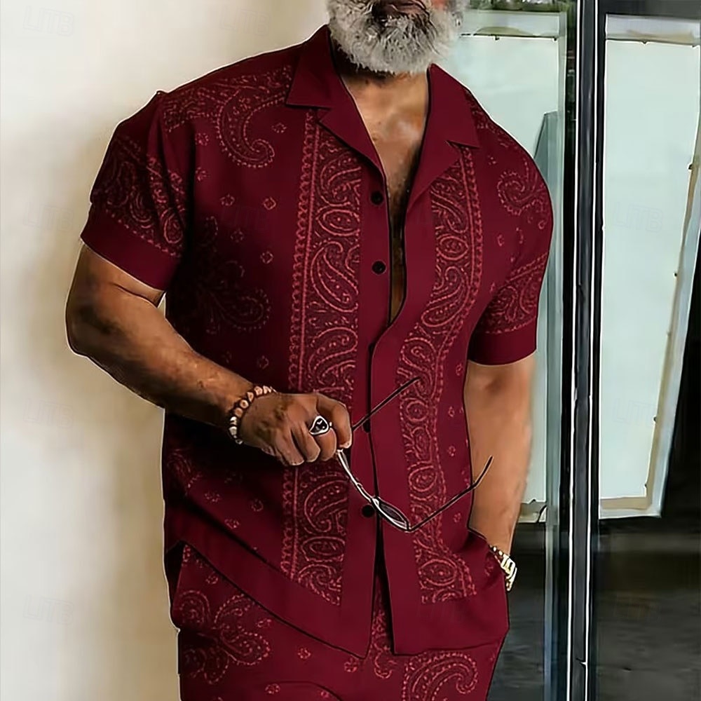 Per uomo Paisley Stampa Floreale Etnico Camicia Camicia con Bottoni Camicia con collo camp Manica Corta Vintage Retrò Abbigliamento casual alla moda Vacanza Estate Primavera Colletto cubano Stampa 3D del 2026 a $25.99 –P2