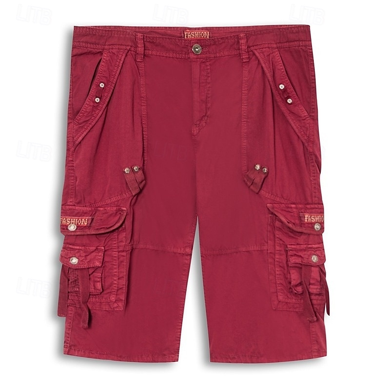 Men's Cargo Shorts Hiking Shorts Leg Drawstring Wearable Elastic Cuff Plain Solid Comfort Knee Length Casual Daily Outdoor Vacation Fashion Navy Blue Red Micro-elastic 2026 - E£2184.01 –P1