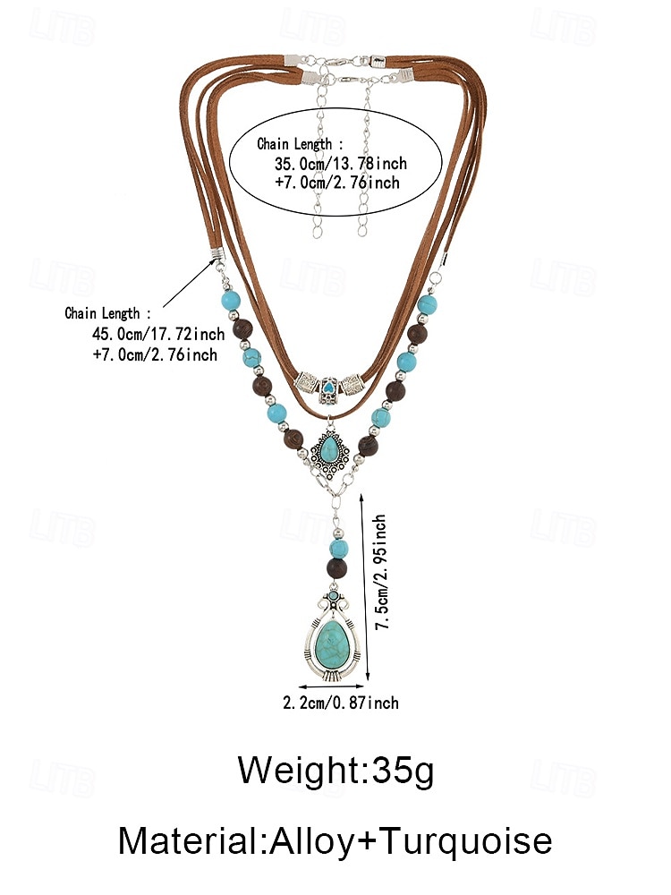Women's Bohemian Alloy and Turquoise Necklace Set, Layered Statement Jewelry for Beach Vacation, Resort Wear, Casual Summer Outfits and Everyday Boho Styling 2026 - $11.99 –P7