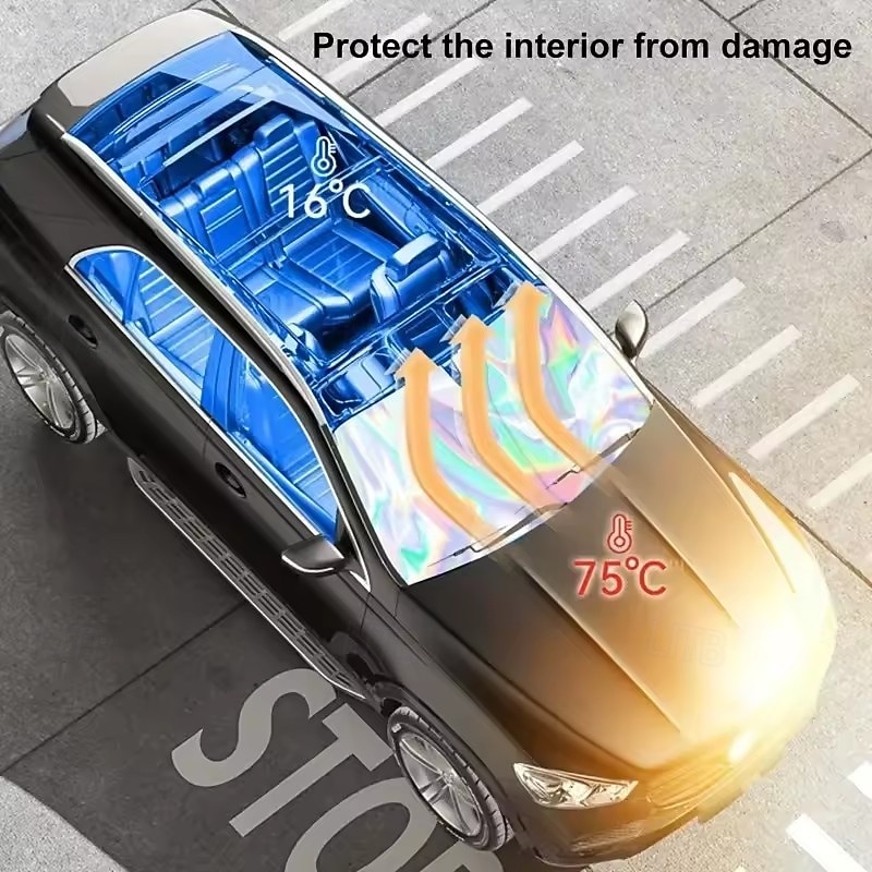Laser Reflective Car Windshield Sun Shade, UPF 50+ Holographic Sunshade for Front Window Blocks UV Rays & Heat, Universal Fit for Most Cars SUVs Trucks, Foldable Rainbow Iridescent Shield 2026 - $15.99 –P2