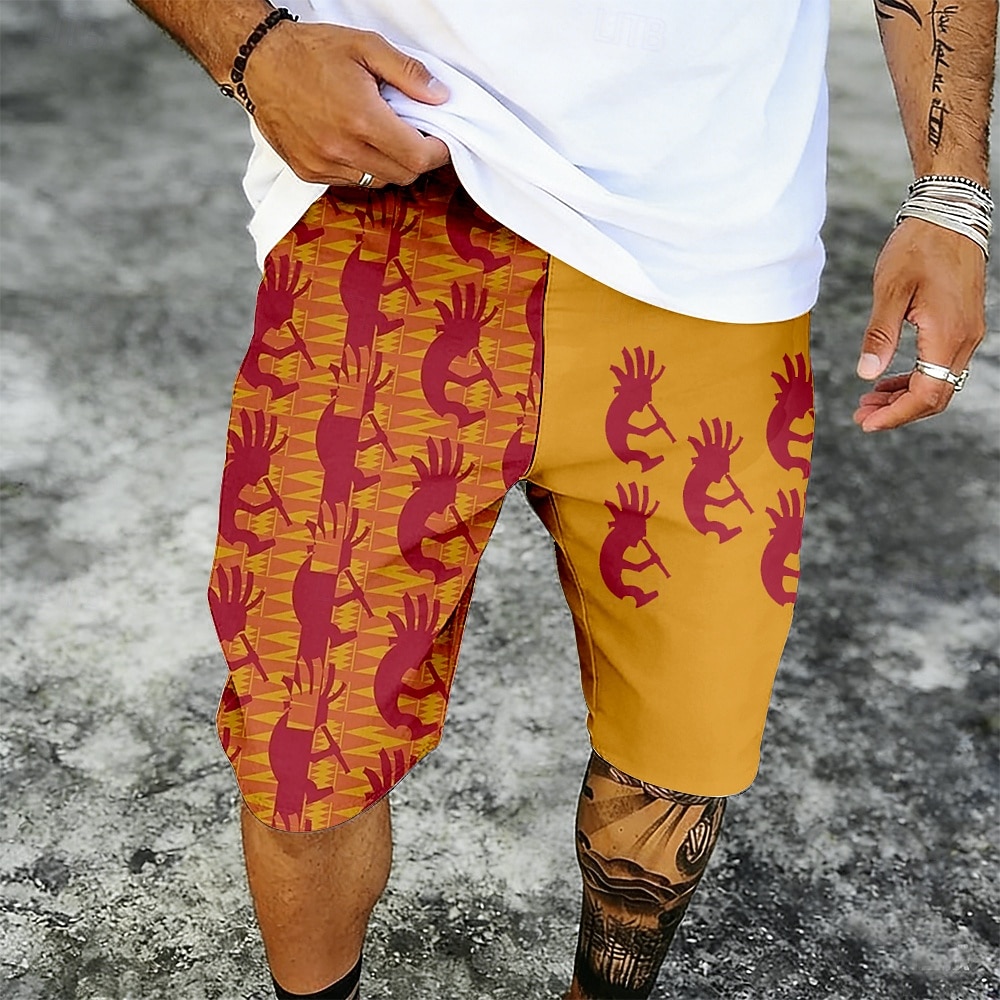 Men's Tribal Ethic / African Kokopelli Swim Trunks Bathing Suits Swim Shorts Board Shorts Mid Waist Retro Vintage Outdoor Vacation Dailywear Side Pockets Mesh Lining Elastic Drawstring Waist Designer 2026 - $20.99 –P1