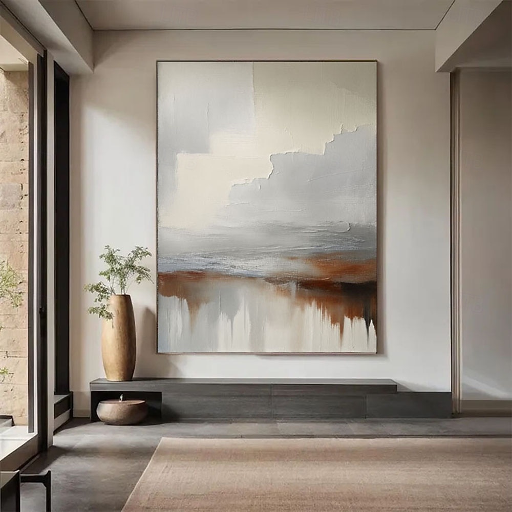 oil painting handmade Beige Abstract Wall Art Beige white Abstract Painting Large Beige Minimalist Wall Art Wabi-sabi Canvas Painting Modern Textured Oil Painting 2026 - $100.99 –P1