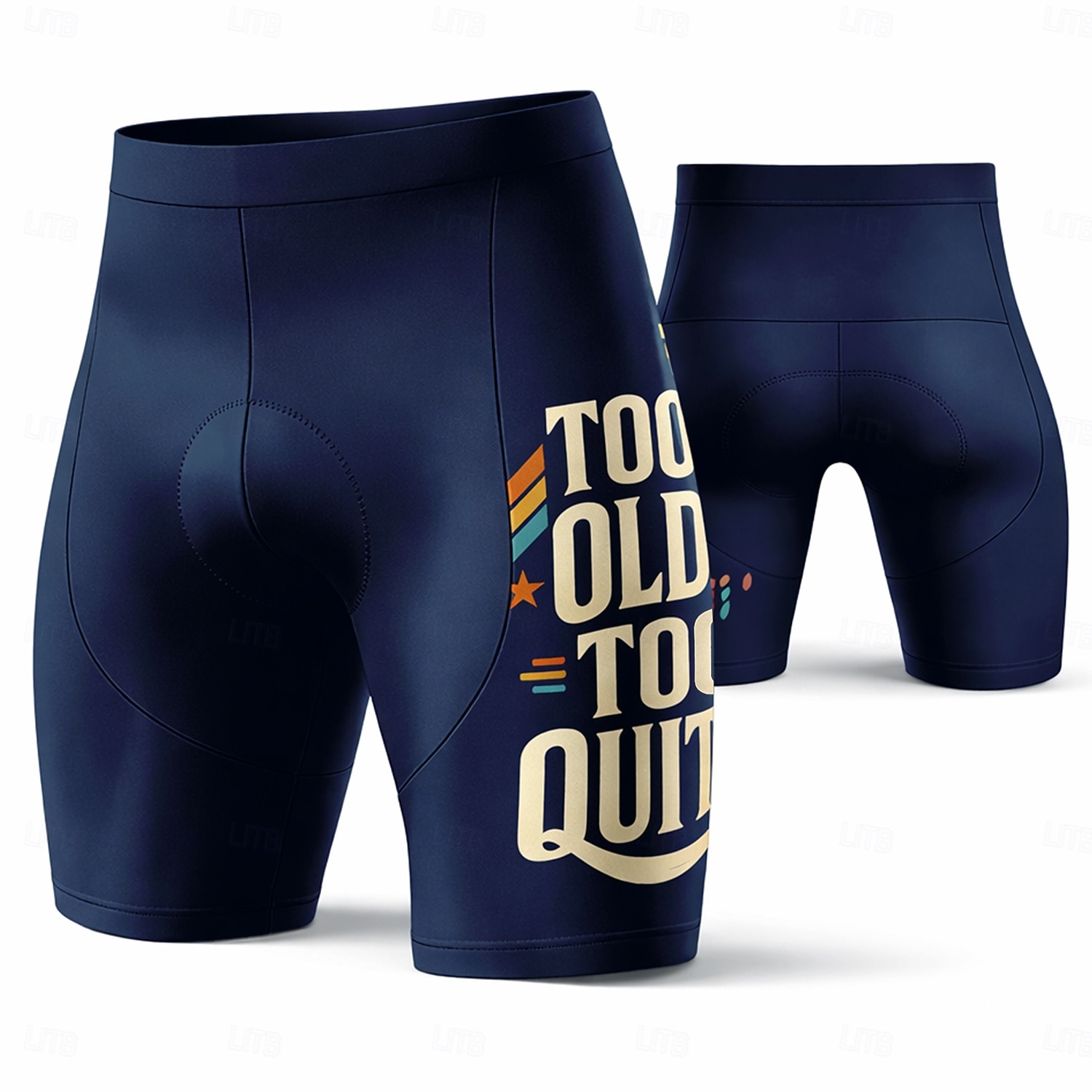 Calções de ciclismo masculinos azul-marinho com acolchoamento em gel 3D, malha respirável e secagem rápida. &Calções de ciclismo com tecnologia de absorção de suor e proteção UPF50+ para triatlo. de 2026 por $27.99 –P1