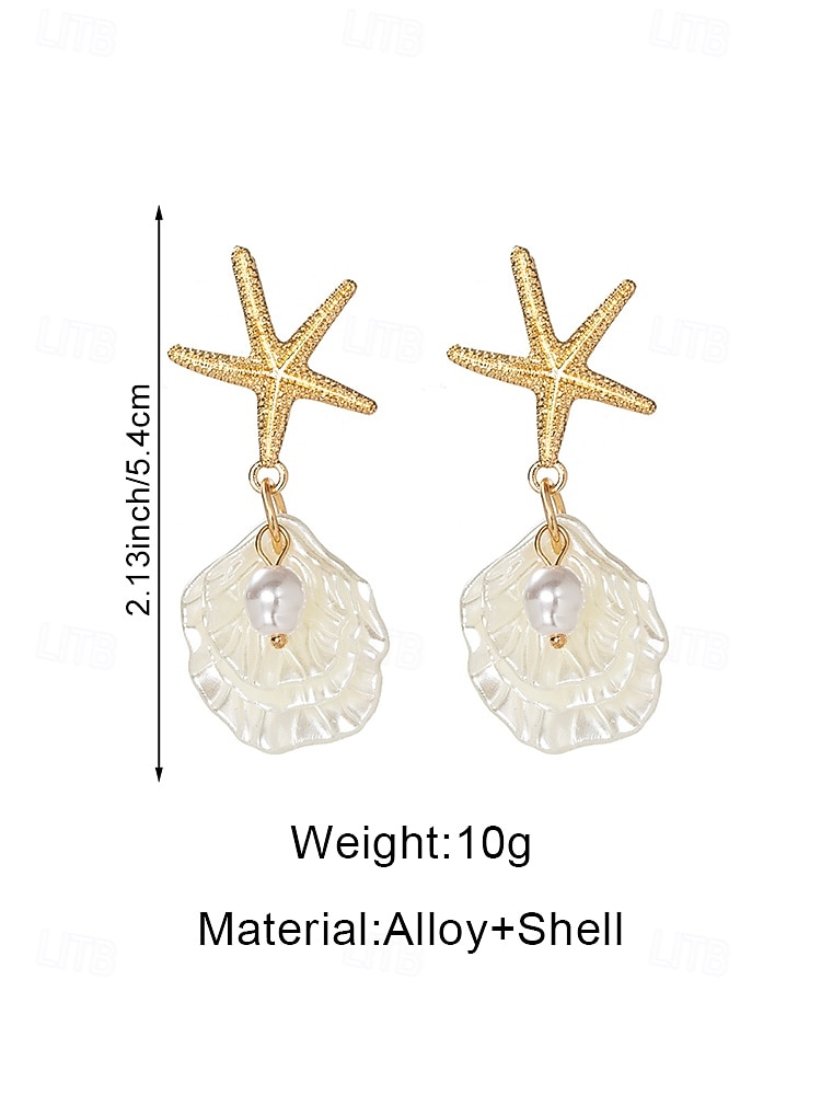 2026年 女性用ボヘミアンスタイルの合金製シェルイヤリング、コンクシェルペンダント、ビーチでの休暇や普段使いに最適、軽量でトレンディな女性用ジュエリー  コレクション – $7.99 –P11