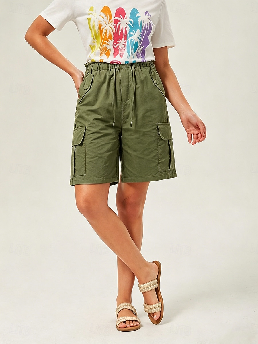 Pentru femei Bermude Pantaloni Scurți Cargo chinez Pantaloni Scurți Vacanță Șic Stradă De Bază Scurt Talie medie Simplu Cordon Buzunar Comfortabil Respirabil Inelastic Zilnic În aer liber Vacanță Gri 2026 - $34.99 –P7