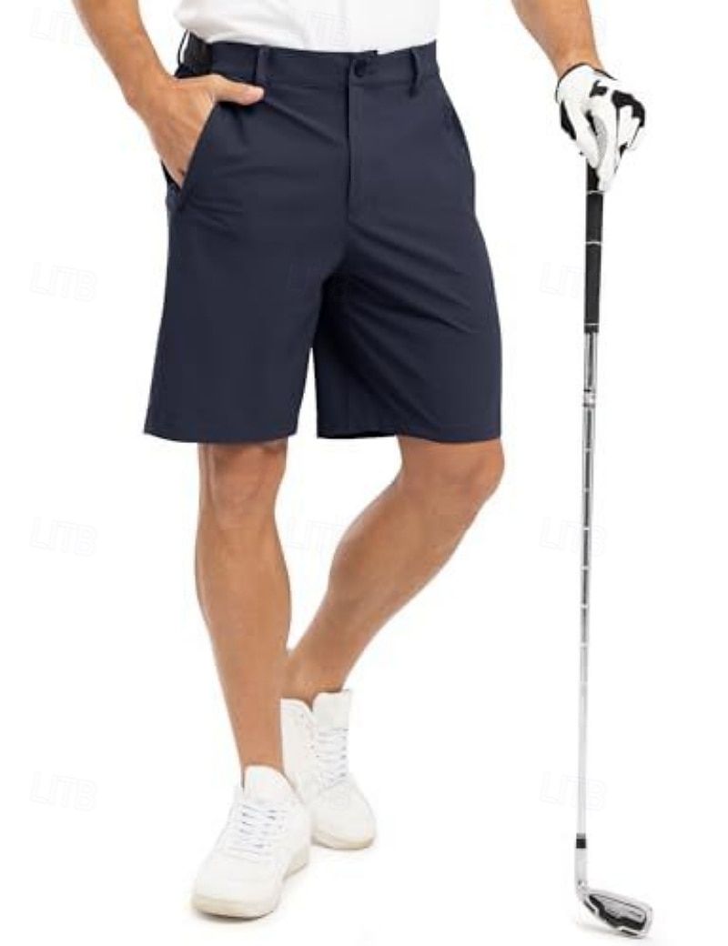 Voor heren Geklede korte broek Bedrijf Casual korte broek Golfshorts Zak Elastische taille Effen kleur Comfort Sneldrogend Knielengte Casual Buiten liiketoiminta Modieus Streetwear Zwart Marineblauw 2026 - SAR 111 –P6