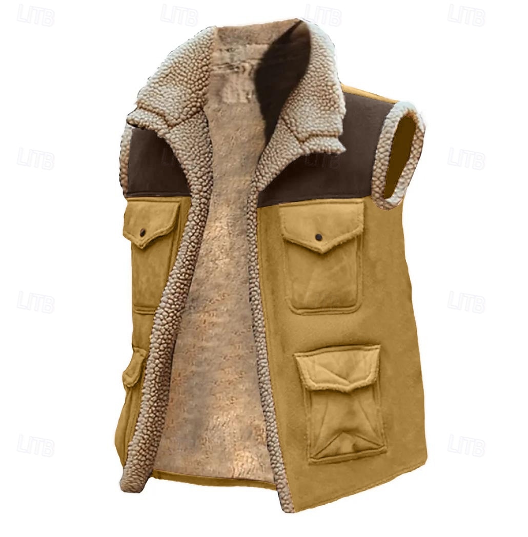 Ανδρικά Γιλέκο από ψεύτικο σουέτ Γιλέκο Fleece ΕΞΩΤΕΡΙΚΟΥ ΧΩΡΟΥ Causal Καθημερινά Μοντέρνα Ρετρό Φθινόπωρο Χειμώνας Τσέπη Πολυεστέρας Διατηρείτε Ζεστό Άνετο Συνδυασμός Χρωμάτων Φερμουάρ Πέτο Κανονικό 2026 - $60.99 –P2