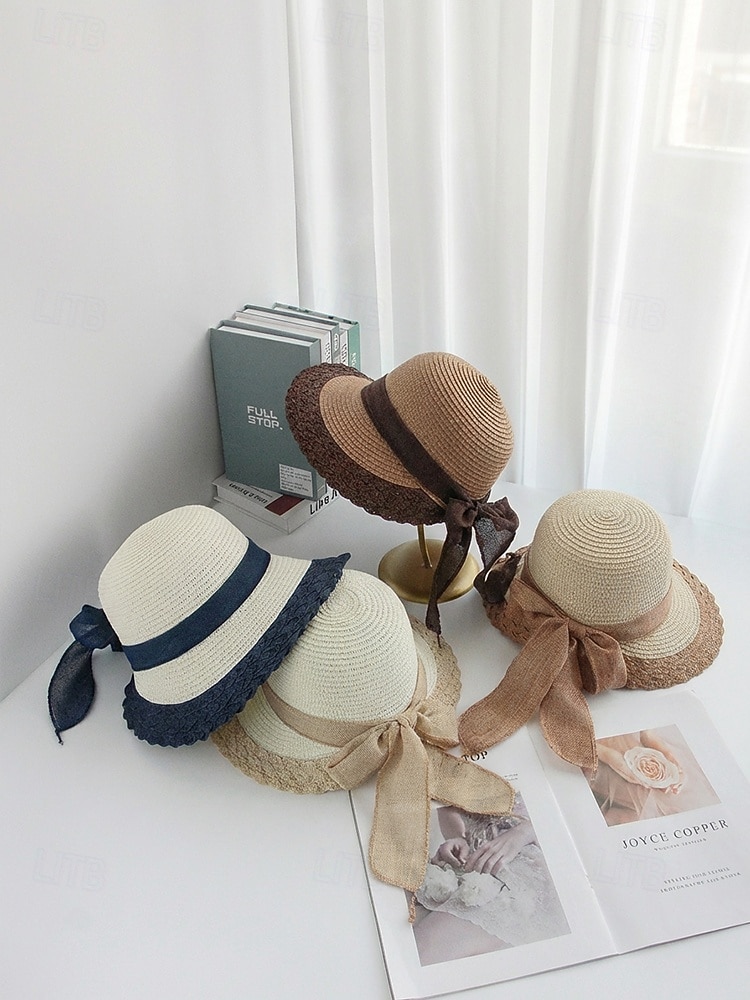 Sombrero de paja bohemio para mujer, ala ancha, varios colores, decoración con lazo, sombrero de playa ligero para verano, vacaciones, ropa informal para exteriores 2026 - $14.99 –P5