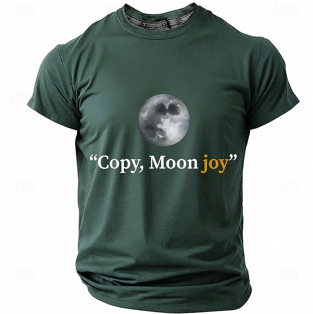 Men's "Copy, Moon joy" Full Moon Graphic T Shirt Short Sleeve Crew Neck Astronomy Space Lover Sarcastic Humor Quote Teal Blue Relaxed Fit Birthday Gift Designer Clothing Apparel 2026 - $18.99 –P5