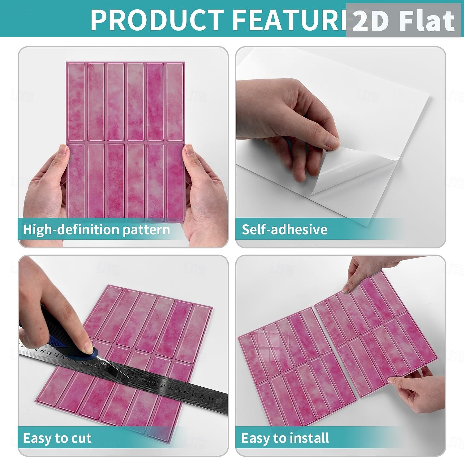 10PCS 17x23cm Peel and Stick Thick Pink Purple Mosaic Pattern PVC Wall Stickers, American Vintage Style Self-Adhesive Removable Wallpaper for Renters, for Bedroom Bathroom Cabinet, Easy to Install 2026 - $32.99 –P4