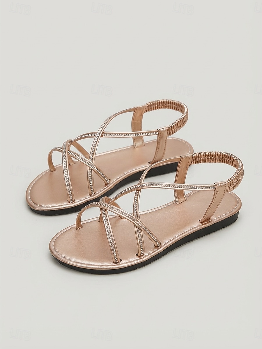Women's Strappy Flat Comfort Sandals, Open Toe Elastic Back Casual Dress Shoes for Garden Parties, Outdoor Events & Summer Walks 2026 - $26.99 –P4
