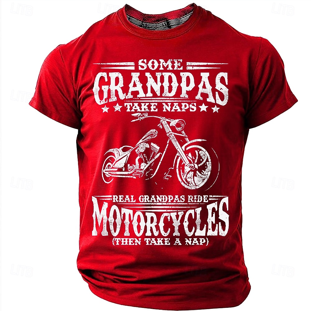 بعض الأجداد يأخذون قيلولة، والأجداد الحقيقيون يركبون الدراجات النارية. تي شيرت رجالي برسومات فكاهية، بأكمام قصيرة ورقبة دائرية، مناسب للارتداء اليومي، متوفر بمقاسات S، M، L، XL، XXL، XXXL. 2026 - RON 88.6 –P12