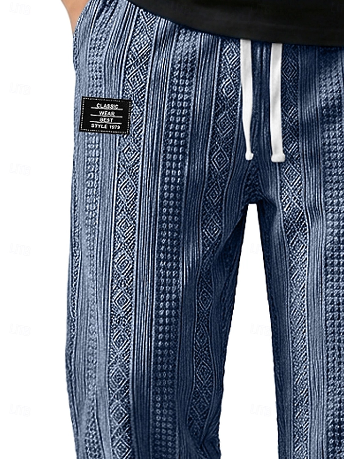 Herr Långbyxor Casual byxor Säckiga byxor Texturerade byxor Jacquard Snörning Rakt ben Slät Komfort Fullängd Ledigt Dagligen Utomhus Semester Mode Blå Svart Microelastisk 2026 - $28.99 –P2