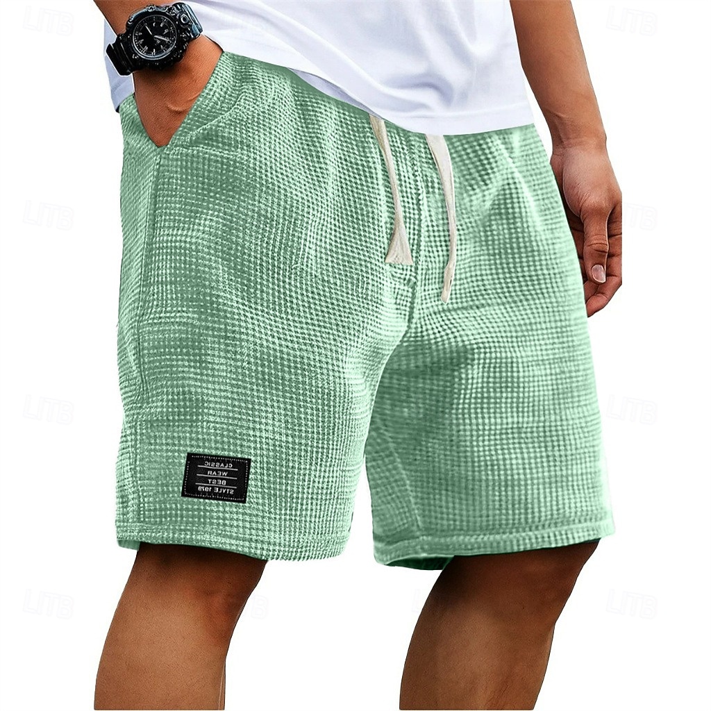 Муж. Вафельные шорты Летние шорты Пляжные шорты Повседневные шорты Кулиска Эластичная талия Сплошной цвет Комфорт Длина колена Повседневные на открытом воздухе Уличная одежда Отпуск Мода 2026 - $21.99 –P7
