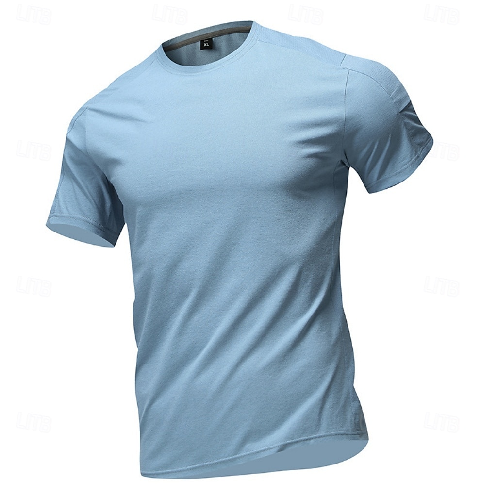 Men's T Shirt Short Sleeve Shirt Tee Top Short Sleeve Crew Neck Summer Spring Solid Color Streetwear Stylish Leisure Quick Dry Slim Daily Outdoor Running Light Grey Top Tee for Men 2026 - $22.99 –P12