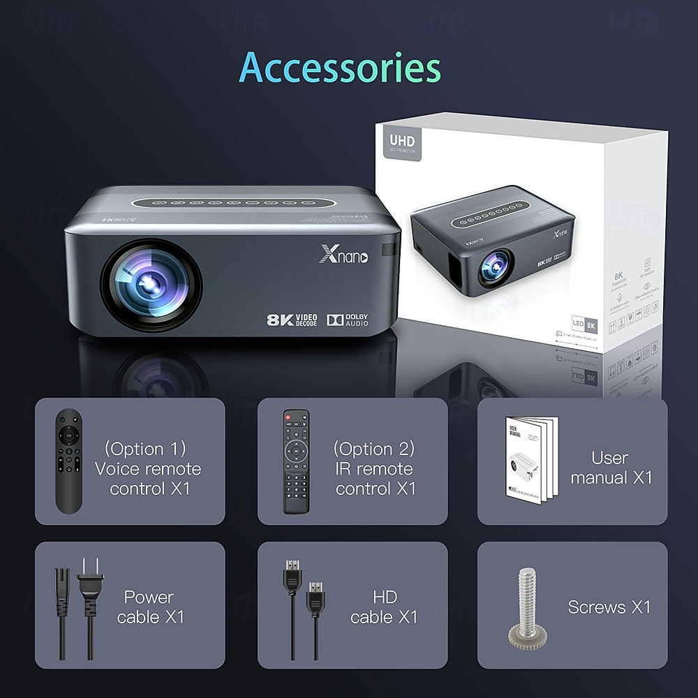 Videoproiettore intelligente con supporto nativo 1080p, decodifica 8K, sistema operativo Android 9.0, Wi-Fi dual band 5G, HDR 10+. &Proiettore audio Dolby per i Mondiali di calcio del 2026, per del 2026 a $278.49 –P16