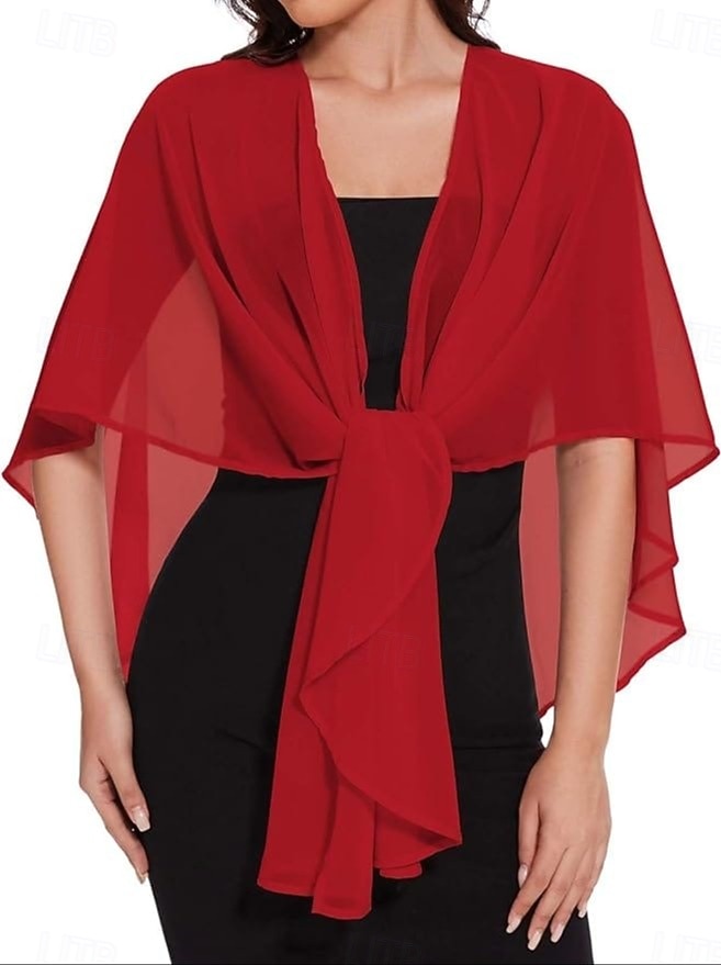 Sjalar Bolero Mammas Wraps Bridal's Wraps Bröllopsgästs wraps Elegant damer Formell Stil Ärmlös Chiffong Brudsjalar Med Ren Färg Till Dagligen Vår & sommar 2026 - $34.99 –P7