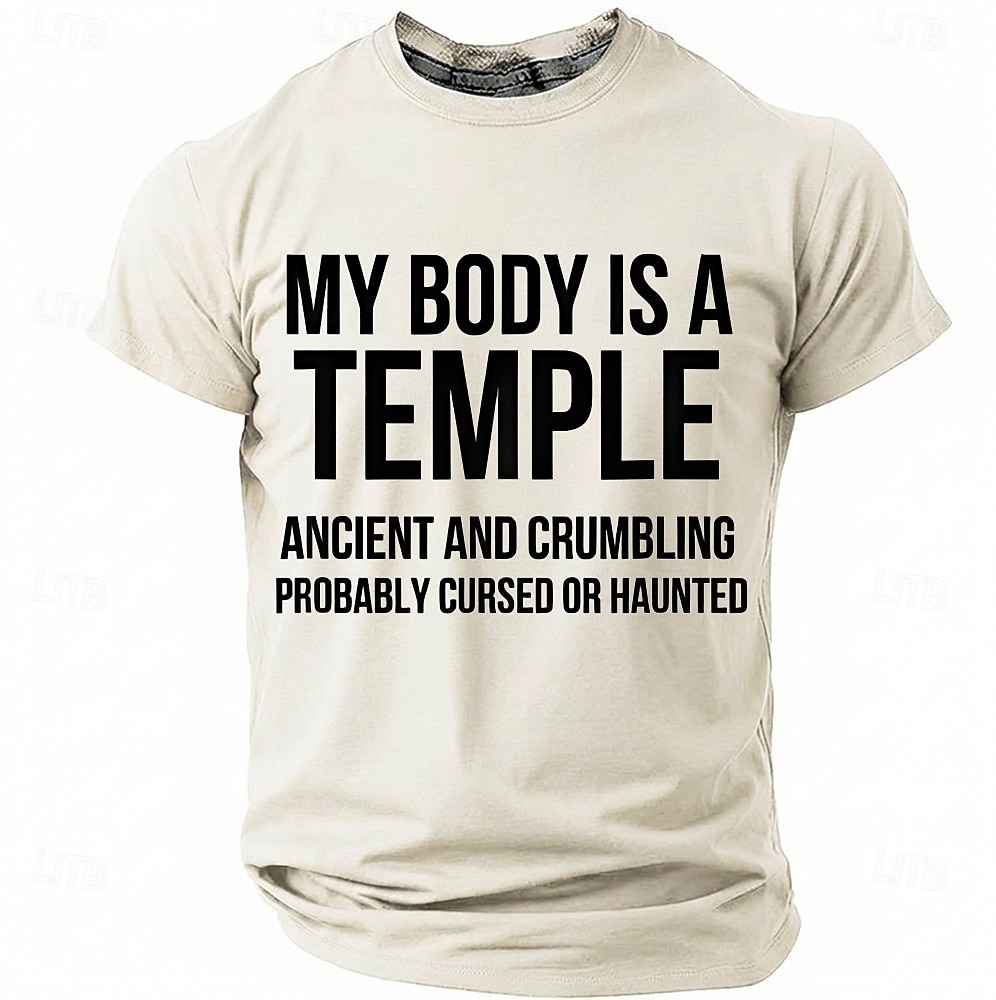 Corpul meu este un templu antic, blestemat, bântuit, tricou amuzant, sarcastic, cu umor, grafic, guler rotund, mânecă scurtă, cadou de ziua de naștere pentru el, cadou de glumă, haine de designer 2026 - $18.99 –P5