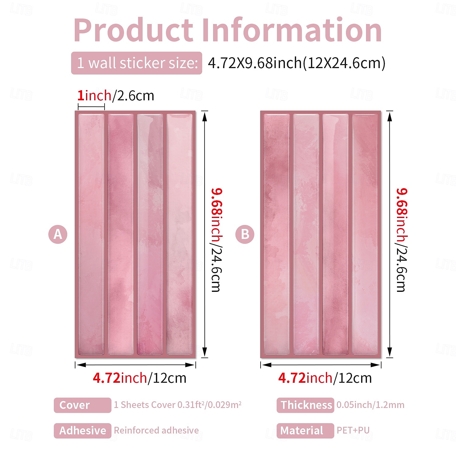20pcs 3d Self-Adhesive Wall Imitation Tile Sticker, Removable Wall Sticker With Pink Decorative Pattern, Used For Kitchen Back Fender, Bedroom And Living Room Decoration Home Wall Renovation Decorativ 2026 - $45.99 –P16