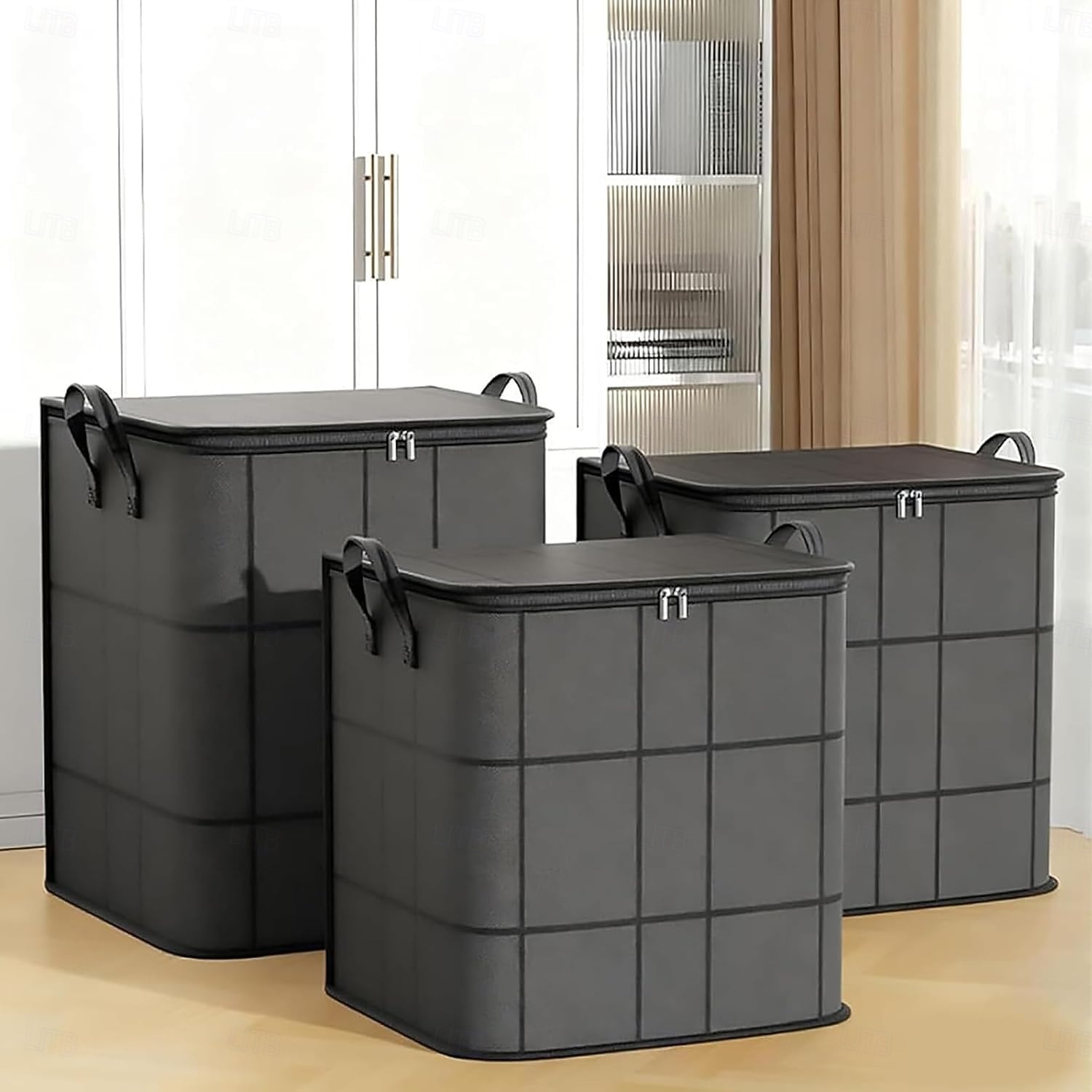 منظم لحاف وفراش مقاوم للغبار مكون من قطعتين، حقائب تخزين كبيرة قابلة للطي بمقابض معززة &سحابات متينة، خزانة ملابس مقاومة للماء &مساحة تخزين أسفل السرير للألحفة والبطانيات والوسائد 2026 - $22.99 –P2