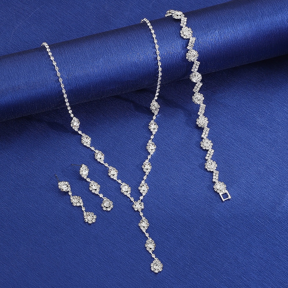 Jewelry Set Three-piece Suit Chrome 1 Necklace 1 Bracelet Earrings Women's Elegant Stylish Jewelry Set For Party Wedding 2026 - $17.49 –P1