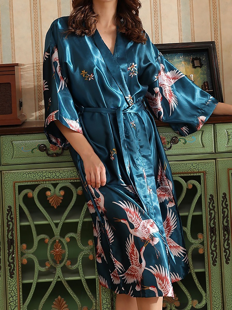 Damen Freizeitkleidung Robe Nachthemd Mode Lässig Grafik Satin-Seidenpyjamas Patchwork Kleid Urlaub Straße Date Halbarm V Ausschnitt Meerblau Schwarz Weiß Rote Grau Sommer Frühling Lässiger Schnitt 2026 - $21.99 –P8