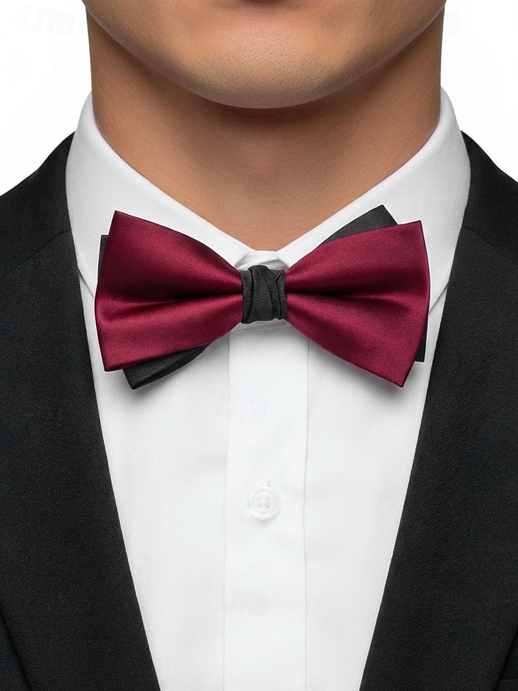 Herrfluga med dubbla lager, polyestermaterial, flerfärgad, justerbar längd, elegant accessoar för bröllopsfest och formell middag 2026 - $11.99 –P3