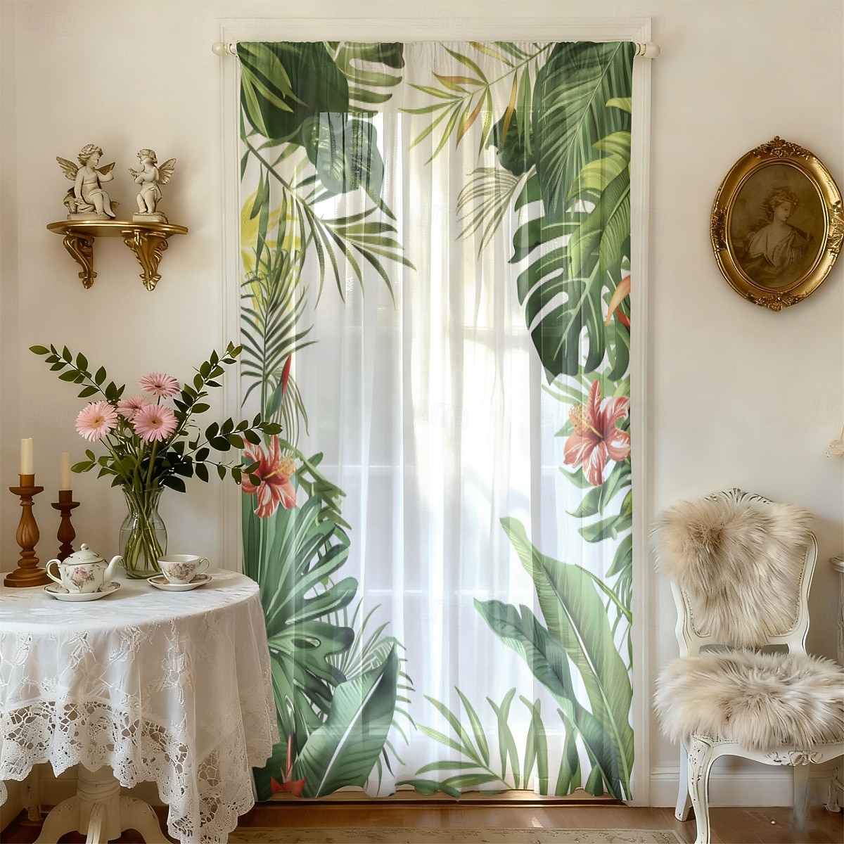 Tenda trasparente per finestre, adatta a tutte le stagioni, per camera da letto e soggiorno, con asta, motivo floreale dipinto a inchiostro, effetto morbido e nebbioso, elegante e leggera. del 2026 a $14.49 –P9