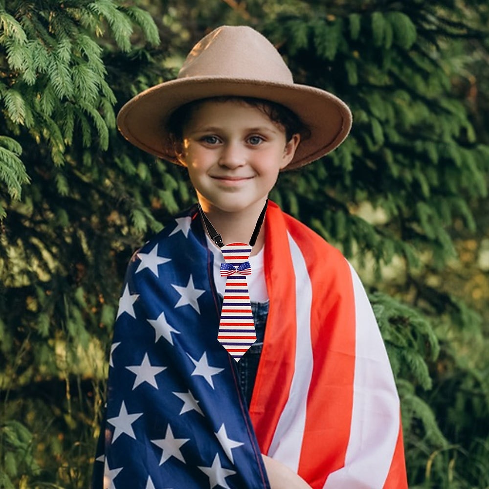Krawatte mit amerikanischer Flagge für Jungen und Mädchen, patriotisch, vorgebunden, für Kinder, zum 4. Juli, Unabhängigkeitstag, Schuluniform, Party, Parade, Kostümaccessoire, 250. Jahrestag der USA 2026 - $9.49 –P9