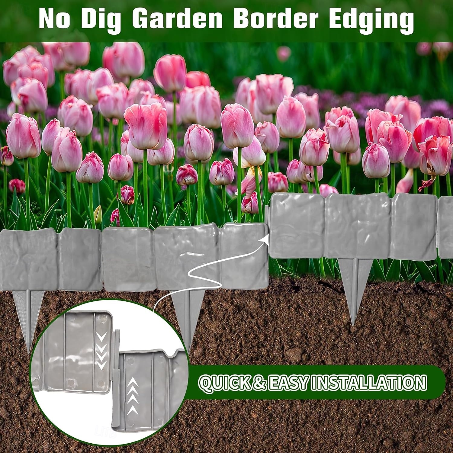 20 Pcs Faux Stone Garden Edging Border Imitation Fence DIY Garden Edging Border No Dig,16 ft Lawn Edging for Landscaping,Plastic Fencing Lawn Border,Imitation Stone Fence for DIY Outdoor Patio 2026 - $25.99 –P3