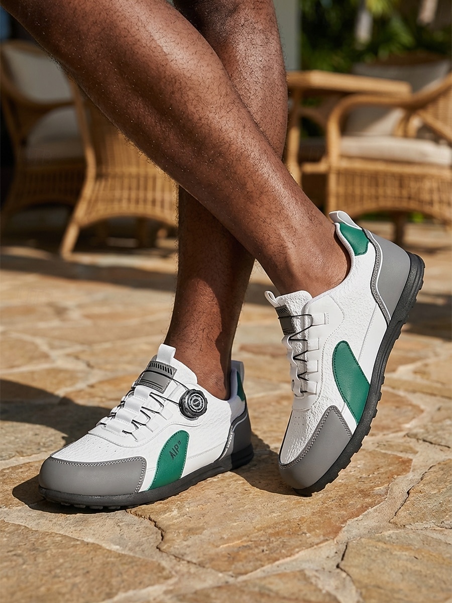 Tênis casuais masculinos brancos e verdes com cadarço, leves e confortáveis para caminhada, respiráveis e com um toque de elegância, ideais para resorts, viagens de férias, momentos de lazer em destinos tropicais e para o dia a dia no verão. de 2026 por $34.99 –P1