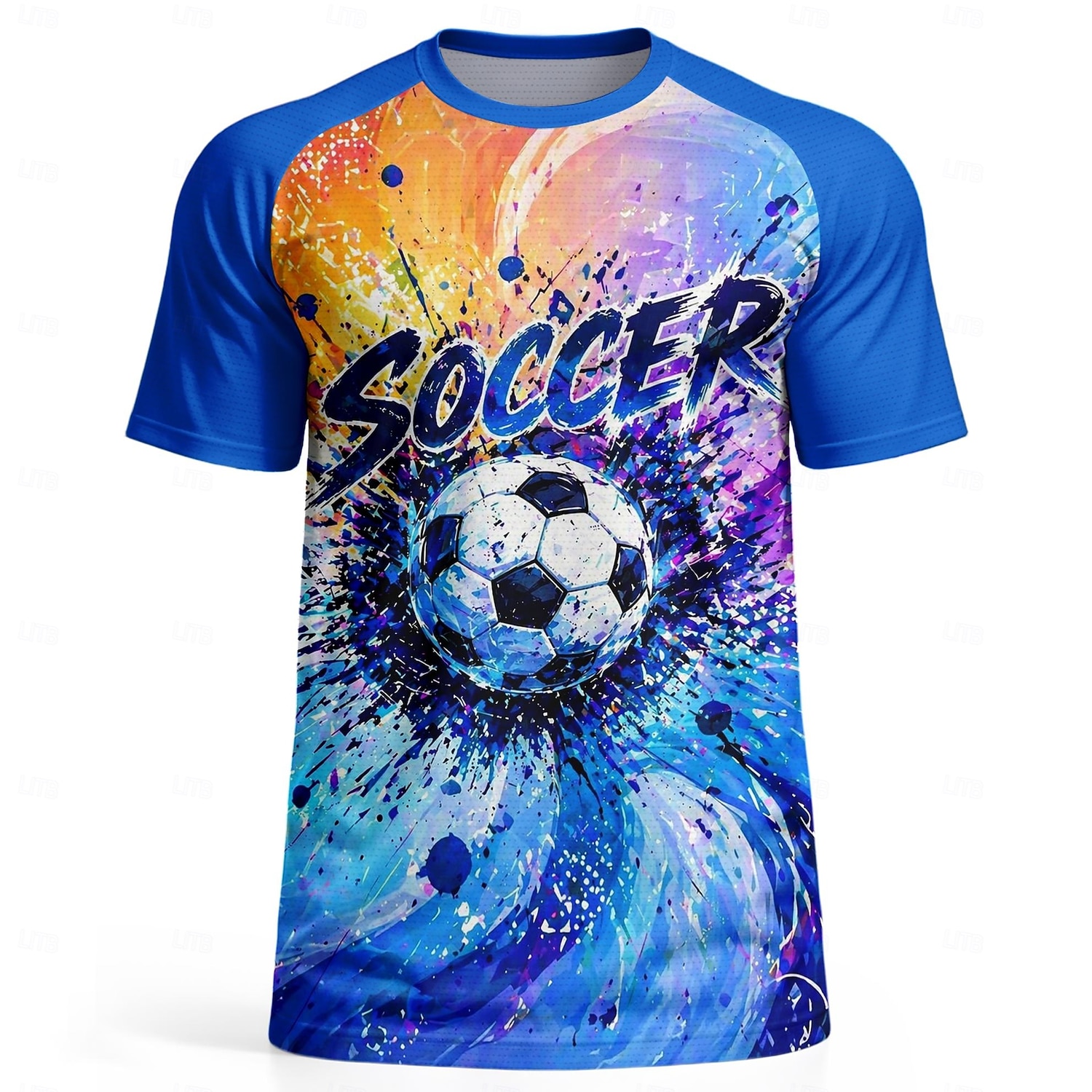 Men's Soccer Jersey Geometric Abstract Athletic Short Sleeve T-Shirt UPF 50 Quick Dry Breathable mesh fabric 2026 Soccer Fan Tee Training Gym Running Sports Blue and Yellow 2026 - $18.99 –P2