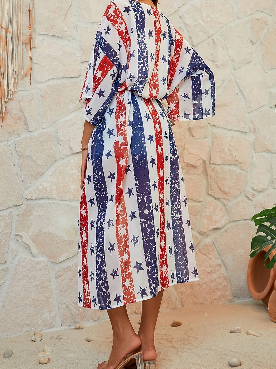 Mujer Bañadores Tapadera Traje de baño Vacaciones Ropa de playa Bandera Escote en Pico Manga Larga Trajes de baño 2026 - $29.99 –P6